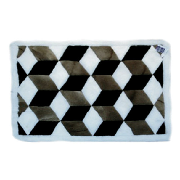 Alpaca Fur Rug Tri-Colored Cubes Black White and Brown Pillow Case 22" x 32" - Design 34