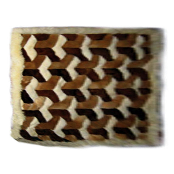 Alpaca Fur Rug 3D Cubes Tri-Colored Natural Shades Pillow Case 22" x 32" - Design 35