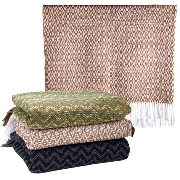 Exclusive Designs 100% Alpaca Woven Fine Geometric Blanket - 58" x 80"