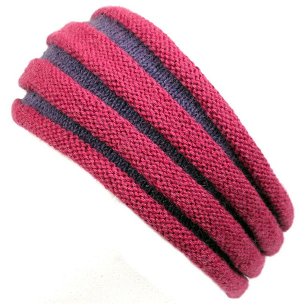 Ski Band Pleated Two Tone Knit Stretchable Headband - Naturally Alpaca