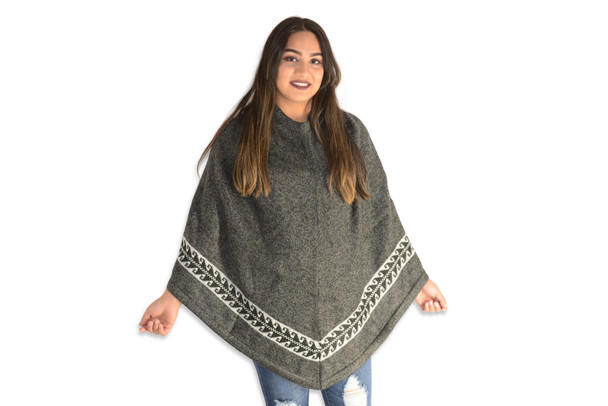 One Size Adult Alpaca 100% Knit Poncho - Women's Mixed Colors