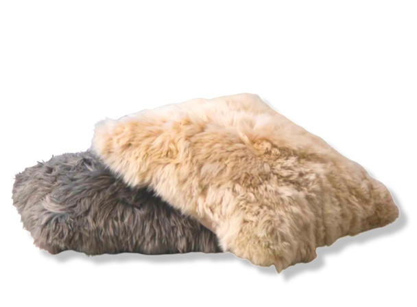 Cushion Suri Alpaca Fur - Natural Color 16" x 16" Solid Color Decorative Pillow Case Extremely Soft