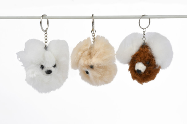 Teddy Bear Shaped 100% Baby Alpaca Keychain - Mixed Colors 4" Natural Plush