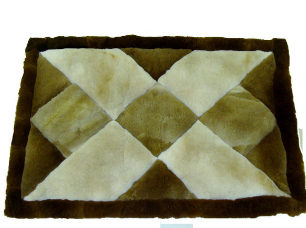 Alpaca Fur Rug - Crisscross Pattern Rectangular 33" x 48" Medium Size Design 17