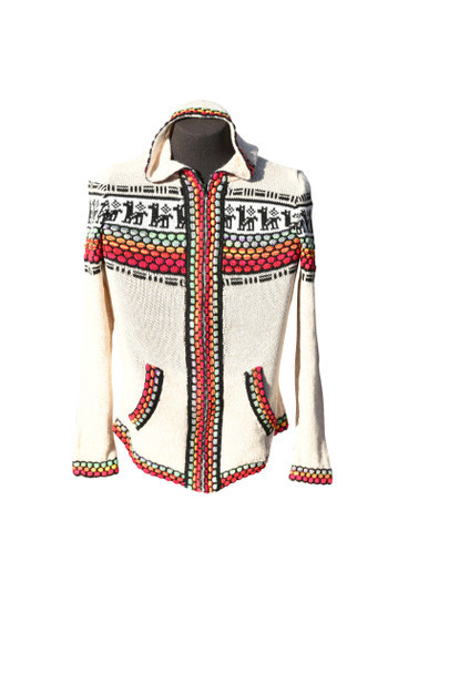 Fine Alpaca Hooded Sweater - Zip Up Cardigan Tan Shades Unisex XXL