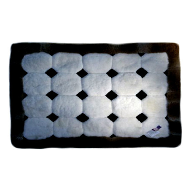 Octagon Black Dots Alpaca Fur Rug Rectangular 22" x 32" - Design 33