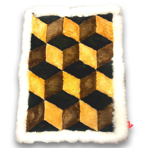 Cubes Tricolor Baby Super Soft Alpaca Fur Pillowcase 21" x 29" - Design 129