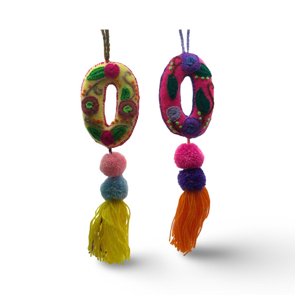 # 0 Birthday Decor Embroidered Wool - multicolor - Handmade in Peru - Colorful Letters and Numbers