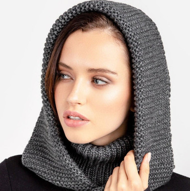 Chunky Warm Hood Scarf Hat Beanie Pullover Cap - 100% Alpaca  display picture 2