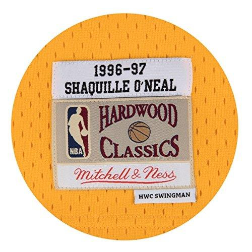 Lakers Shaquille O'Neal Signed Yellow M&N 1996-97 TB HWC Swingman Jersey  BAS Wit