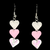Dangle, hearts, pink, glitter, earring, acrylic, shiny