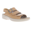 Angled side view of the Propét Breezy Walker Sandal in tan
