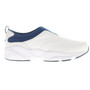 Outer side view of the Men's White/Navy Stability Slip On Sneaker