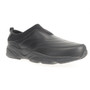 Angled view of the Stability Slip On Men's Leather Sneaker in black