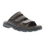 Angled side view of the Brown Hatcher Orthopedic Slide Sandal