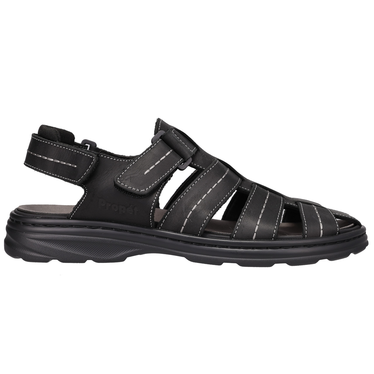 Propet Men\'s Slip-on Leather Sandals Size 10 Black Adjustable Straps Lightweight Propet Black Slide Sandals Summer W0055 Leather Women main image 4