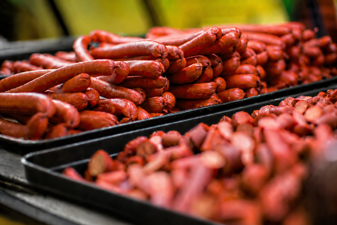 OUR FAMILY’S PASSION IS QUALITY MEATS. Image of sausage links.
