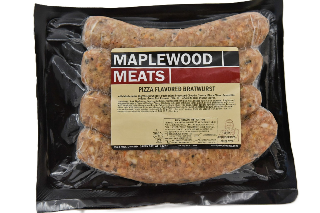 Pizza Flavored Bratwurst - Maplewood Meats - Green Bay, WI