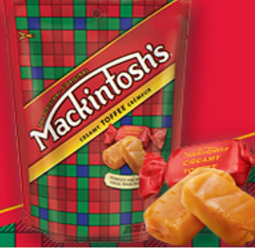 MACKINTOSH'S Toffee is over 120 years old! John Mackintosh first opened shop in Halifax, Yorkshire England in 1890. He decided he needed a line of sweets that would be unique to his shop. At that time there was very little in the way of toffee as we know it today. English toffee was mostly hard and brittle. American toffee was very soft, and thus came the idea to blend the two to form a unique toffee. Mackintosh's Toffee was born. MACKINTOSH'S Toffee pieces are great for baking but even better for sharing! Mmmmm.