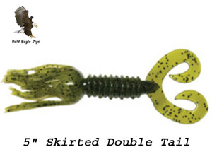 5" - Double Tail Skirted Grub - Big Bite Baits - Bald Eagle Jigs 5" - Double Tail Skirted Grub - Big Bite Baits - Bald Eagle Jigs