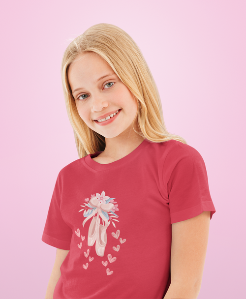 pink pointe shoe hearts Youth Tee