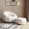 Marit Fleece Lazy Sofa in White with feet rest