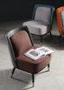 Melton Leather Fabric Dining Chair leather Dark Grey + Brown | Free Islandwide Delivery | Linear Furnishings Singapore