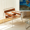Blaise Saddle Leather Leisure Chair detail 1 — saddle leather + stainless steel