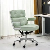 Mint Green Tufted Cushion Gerd Leather Office Chair Singapore | Modern Home Workstation