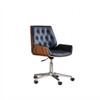 Side Profile of Navy Blue High-Back Leather Executive ChairHarley Leather Office Chair Singapore | Clean White Background Highlighting Premium Upholstery and Wood Trim