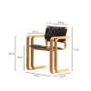 Arthur Wooden Armchair with Woven Backrest dimension diagram — Singapore