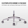 Electroplated Chrome 5-Star Base - Anti-Oxidation, High Load & 360° RotationNova Back Support Chair Singapore | Stable Office Chair Foundation