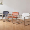 Edith Leather Lounge Chair detail 1 — stainless steel base + leather