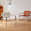 Edith Leather Lounge Chair feature 1 — stainless steel base + leather