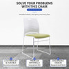 Green cushion feature showcase Maxwell Meeting Chair Singapore| White shell sled base, office visitor seating