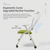 Green variant studio render Prosper Executive Meeting Chair Singapore| Green shell with writing pad, sled base training chair