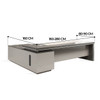 Olen Director Table Singapore desktop detail — pear wood and khaki two-tone finish