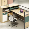 Halvor Wooden Office Table with Cabinet office workstation in office setting — Singapore