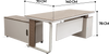 Maximilian teak director desk dimension chart Singapore — size specifications 1.4m 1.6m 1.8m with cabinet
