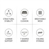 Feature icon infographic Zento Foldable Ergonomic Meeting Chair Singapore| Product feature diagram, specification icons