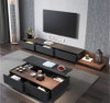 Brenna Wooden TV Console Singapore | Rectangular Corner, Walnut Two-Tone