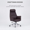 Oskar Leather Executive Chair Singapore Full Brown Wheeled Executive Model | Minimalist Modern Manager Office Chair