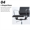 Emiko Leather Office Chair Singapore | Matte Black I-shaped Base Frame | Basic Height & Tilt Office Chair Bracket