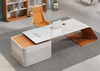 Elly Director Table Singapore office scenario — mirror-bright baking lacquer finish