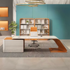 Elly Director Table Singapore office scenario — side cabinet storage