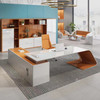 Elly Director Table Singapore left side view — curved leg detail