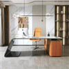 Ambrose rock slab desk front view Singapore — heat scratch resistant sintered stone writing desk Byrne brand