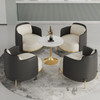 Melton PU Leather Linen Fabric Sofa Chair detail 1 — pu leather + linen fabric + carbon steel