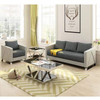 Vincenzo office sofa Singapore - cotton-linen fabric sofa with gold triangle legs