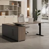 Marin Electric Boss Desk Singapore | Teakwood Finish, Integrated T-Shaped Steel Leg | Free Delivery Singapore & Peninsular Malaysia